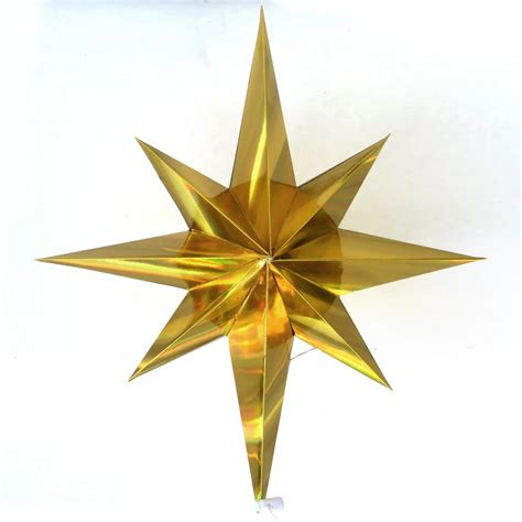 Large Star Christmas Tree Topper Collapsible Holographic Gold11 Inches Star Of Bethlehem Eight