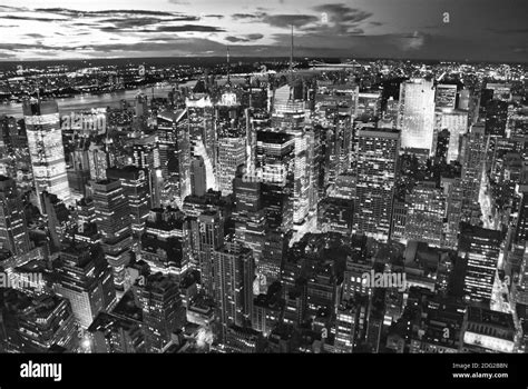 New York City Skyline By Night Stock Photo Alamy