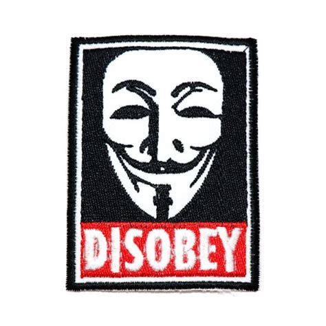 Disobey V For Vendetta Mask Patch Artwork Symbol Emblem For Diy Iron On