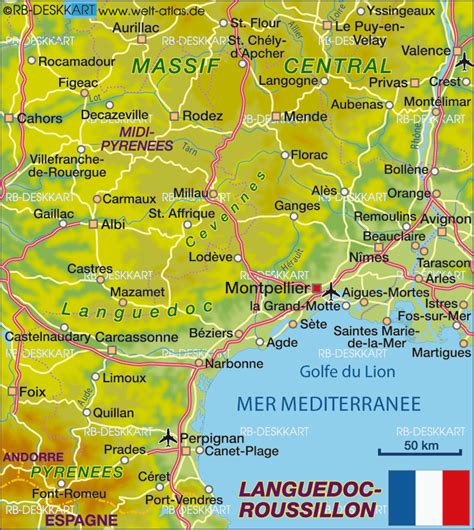 Languedoc Karta Languedoc Roussillon Touristique Orangesmile Régions
