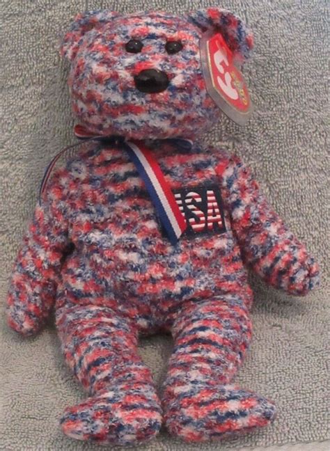 Ty Beanie Baby Usa Bear Dob July Mwmt Free Shipping