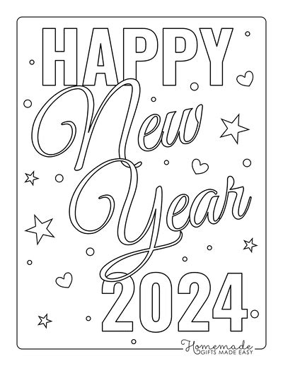 Happy New Year 2024 Coloring Pages Bev Karlie