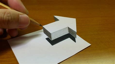 Very Easy How To Drawing 3d Floating Arrow Anamorphic Illusion 3d