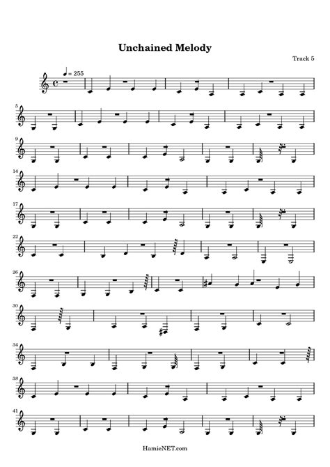 Unchained Melody Sheet Music Unchained Melody Score
