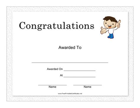 Congratulations Award Certificate