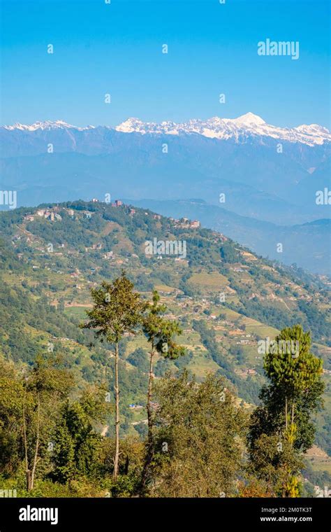Nepal Bagmati Zone View Of Nagarkot And The Himalayan Range Stock