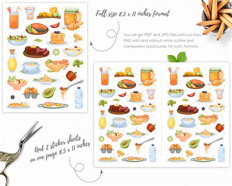 Healthy Food Sticker Sheet Food Planner Stickers Bullet Etsy
