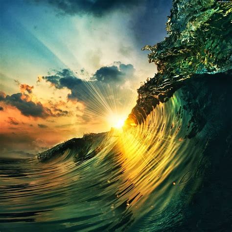 Beautiful Colorful Sunset Ocean Wave Nature Waves Ocean Waves