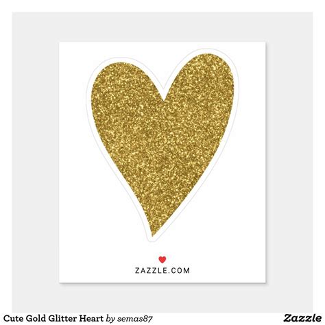 Cute Gold Glitter Heart Sticker In 2021 Heart Stickers