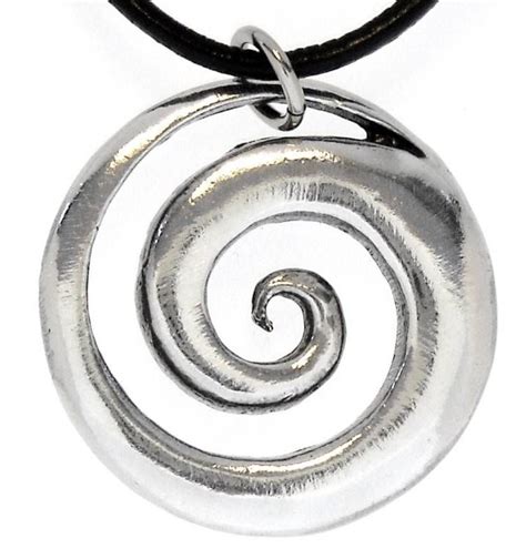 Spiral Swirl Silver Pewter Pendant Leather Cord Surfer Ebay Leather Necklace Pewter Pendant
