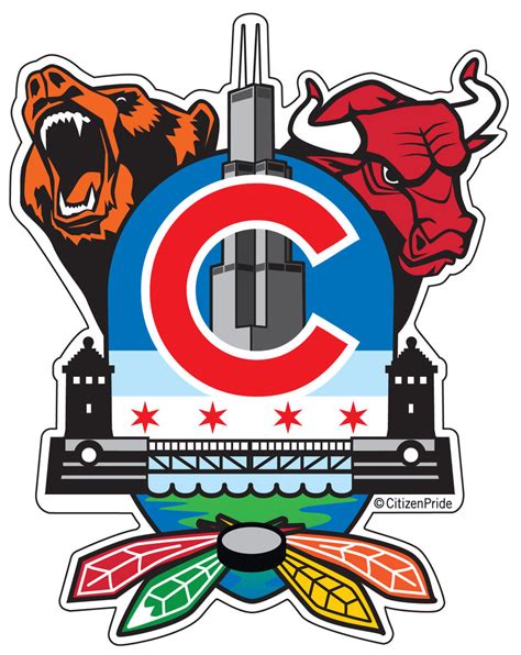 New Chicago Sports Fan Crest Sticker 4x5
