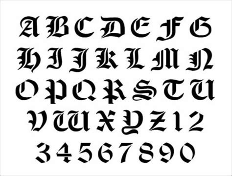 Olde Time Alphabet Stencil 1 Inch Old English Gothic Font Set Letters