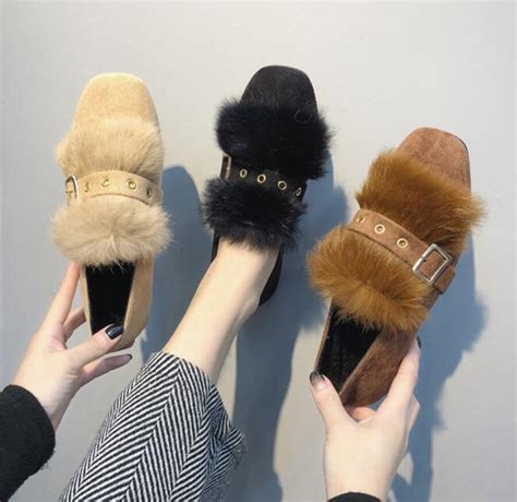 Hairy Single Shoes Wool Fluffy Shoes Autumn And Winter New Retro Casual