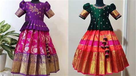 Latest Pattu Pavadai Designs For Girls Pattu Langa Blouse Designs Peplum Pattu Sattai