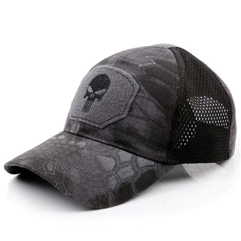 Buy Black Snake Camoue Punisher Mesh Baseball Cap Operators Hat Airsoft