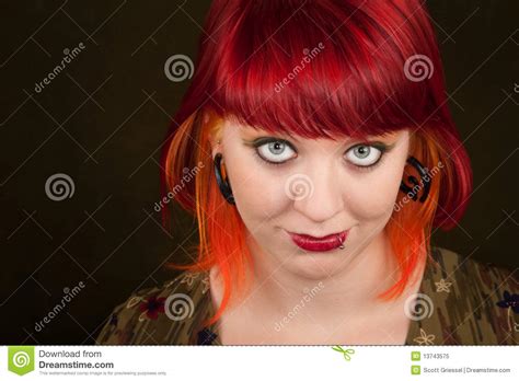 Punky Girl With Red Hair Stock Image Image Of Adult 13743575