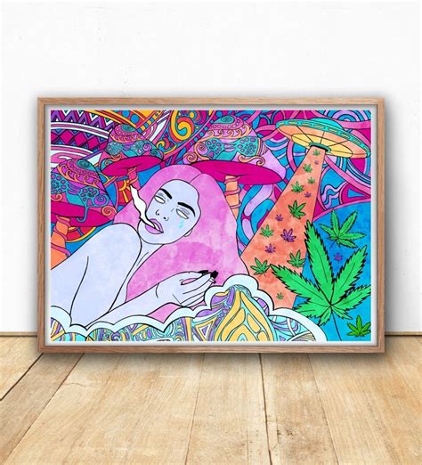 Trippy Girls Who Smoke Weed Print Original Artwork Pop Art