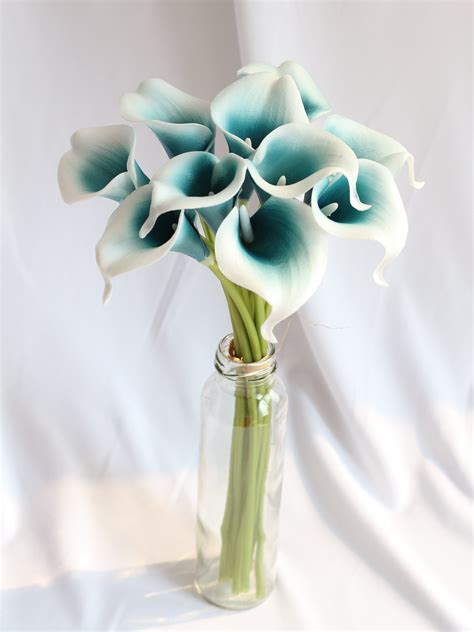 Oasis Teal Calla Lily Bouquet Real Touch Calla Lilies For Etsy
