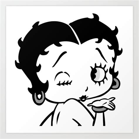 Betty Boop Tease Kiss Black And White Art Print By Themagista88 Society6