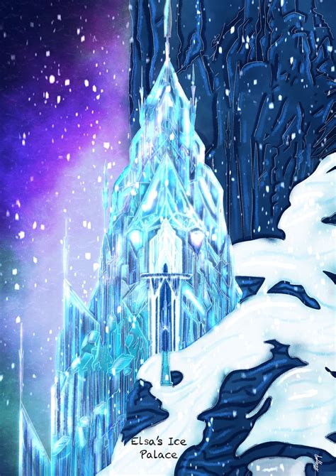 Disney Frozen Elsas Ice Palace Disney Art Illustration Etsy