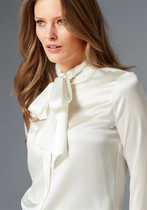 silk bow blouse schluppenbluse bluse frau