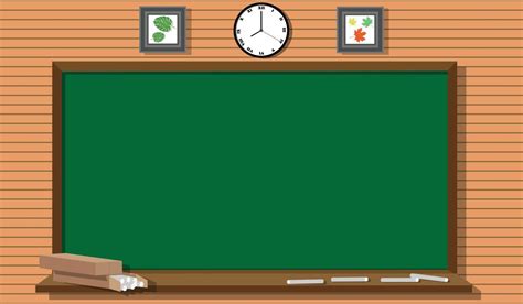 Blackboard And Elements Vector In The Classroom On Wooden Sheet