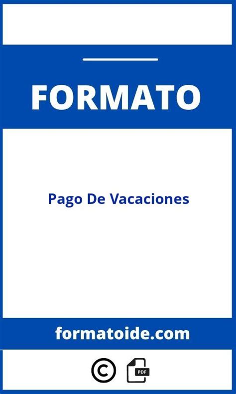 Formato Pago De Vacaciones Word Pdf Modelo