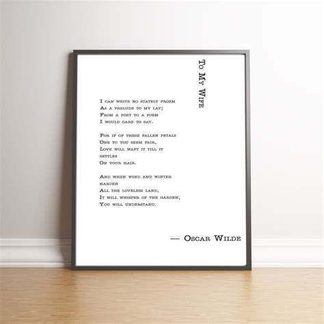 To My Wife Poem Oscar Wilde Quote Print Poster Typewriter Poem Etsy