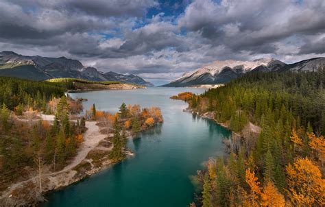 Wallpaper Autumn Clouds Landscape Mountains Nature Lake Canada