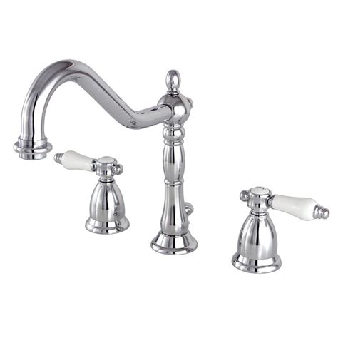 kingston brass victorian porcelain 8 in widespread 2 handle bathroom faucet in chrome