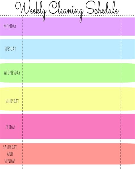 Multicolor Weekly Cleaning Schedule Template Download Printable Pdf