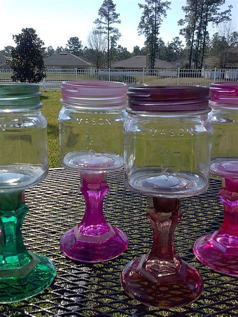 Mason Jar Wine Glass Colored Glass Shimmer Colors One Etsy Diy Wine