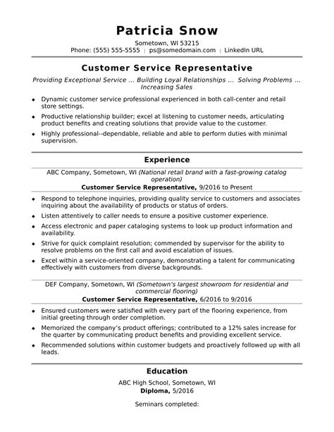 Customer Service Representative Resume Sample | Monster.com