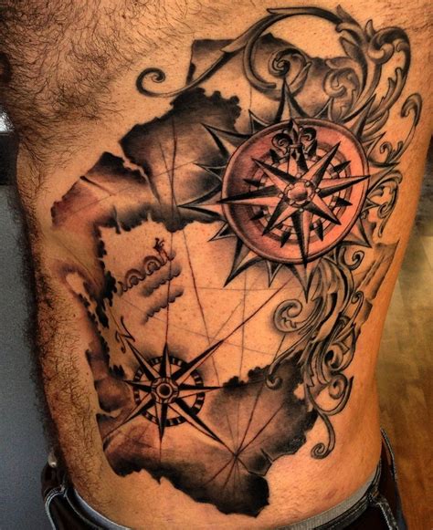Antique Map Compass Tattoo Map Tattoos Tattoos For Guys