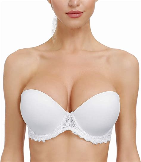 Women S Strapless Bras Full Coverage Clear Strap Invisible Back Lace Large Bust Plus Size