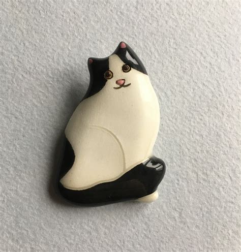 Cat Pin Brooch Ceramic Clay Jewelry T For Cat Owners Etsy