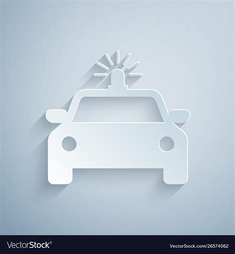 Paper Cut Police Car And Police Flasher Icon Vector Image