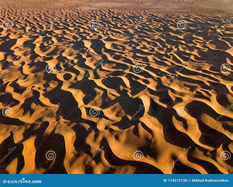 Aerial Top View On Sand Dunes In Desert Stock Photo Image Of Shadow