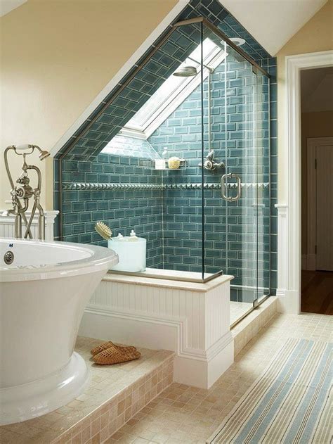 Place an upholstered chair in the alcove with a small end table and reading lamp for a sunlit reading nook. 38 Practical Attic Bathroom Design Ideas - DigsDigs
