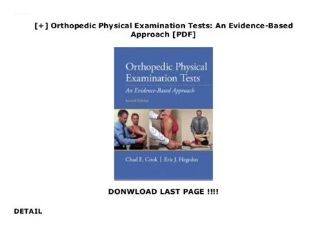 Orthopedic Physical Examination Tests An Evidence Based Approach Pdf