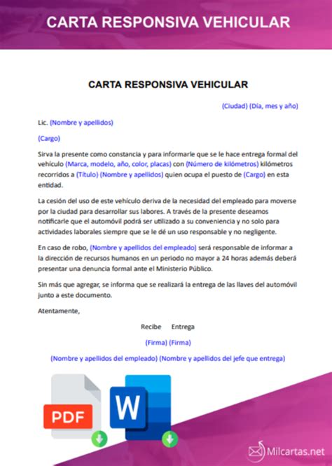 Carta Responsiva De Auto Form Fill Out And Sign Printable Pdf Images