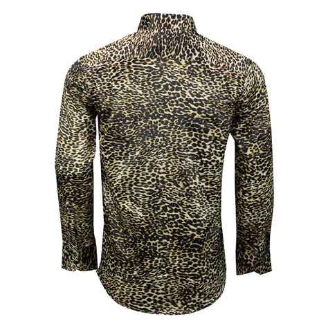 Mens Retro Leopard Animal Print Silk Feel Designer Style Smart Party