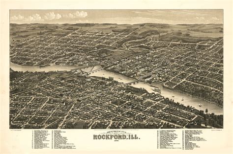History of Rockford :: Hand Drawn Rockford Map from 1880 Vintage Maps