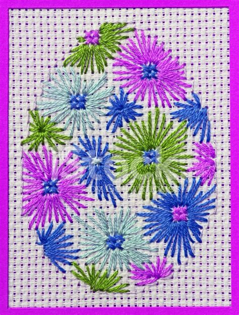 Easter bunny egg embroidery designs, machine embroidery designs at embroiderydesigns.com. Embroidered Easter Egg With Floral Pattern IN Violet Stock ...
