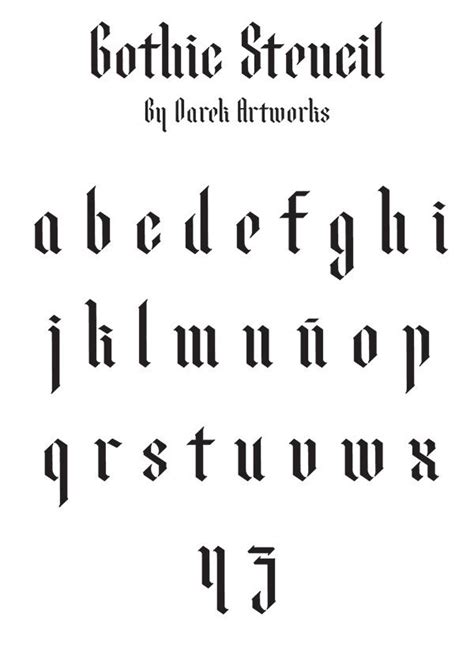 Derived from the gothic era dated back to the 12th century, however not based the gothic alphabet from the 4th century. Gothic Stencil Font | Stencil font, Gothic lettering ...
