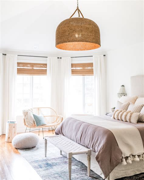 A Classy And Neutral Boho Bedroom With Statement Lighting Haven