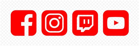 Hd Red Facebook Instagram Twitch Youtube Square Icons Png