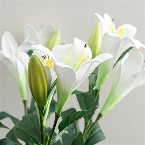 Artificial White Easter Lily Spray Dunelm