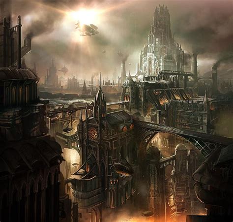 Steampunk Revue Illustrazione Fantasy City Fantasy Places Fantasy