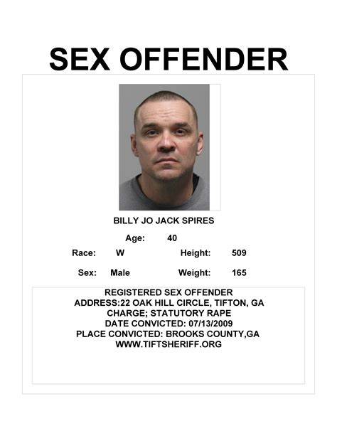 Sex Offender Registry Update Press Releases Tift County Sheriff Ga